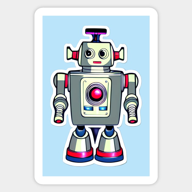 Retro Robot Sticker by AlienMirror